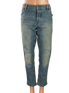 ASOS Men's Blue High Rise Faded Cropped Straight Leg Denim Jeans Pants Size 32